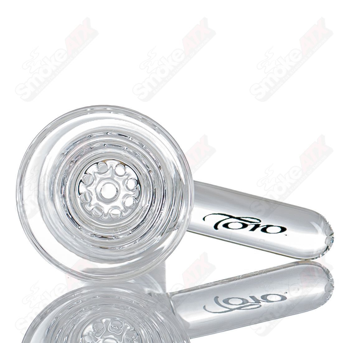 Toro Glass 14mm flared jet slide bowl, clear glass with flared design, for use with compatible glass pipes and water pipes.