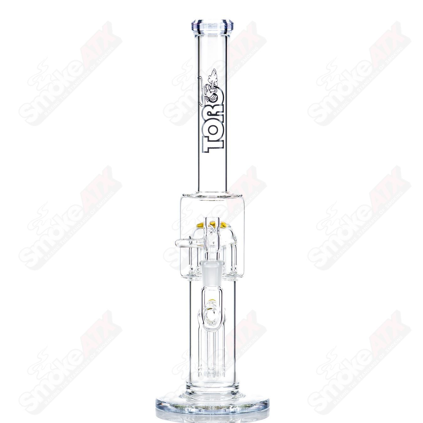Toro 14mm mini 7/13 arm perc glass straight tube with color cap for smooth smoking experience