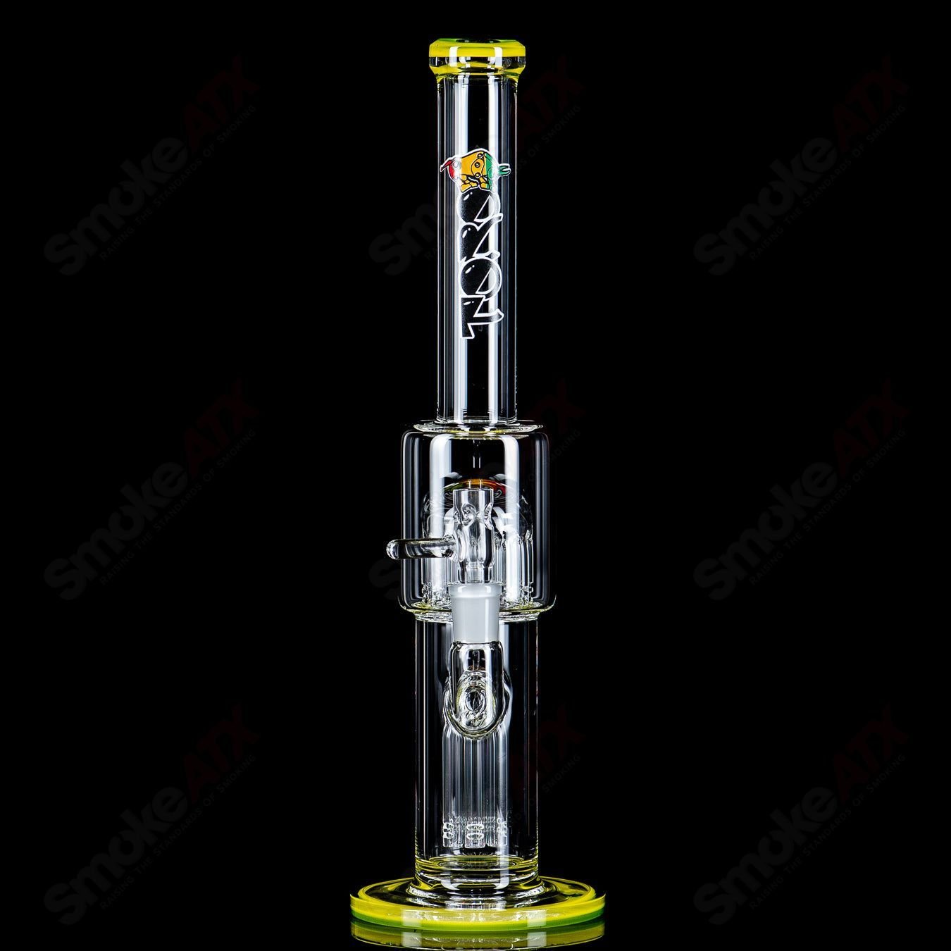 Toro Glass 14mm Mini 7/13 Arm Perc straight glass tube with reversal sections, designed for smooth smoking experiences.