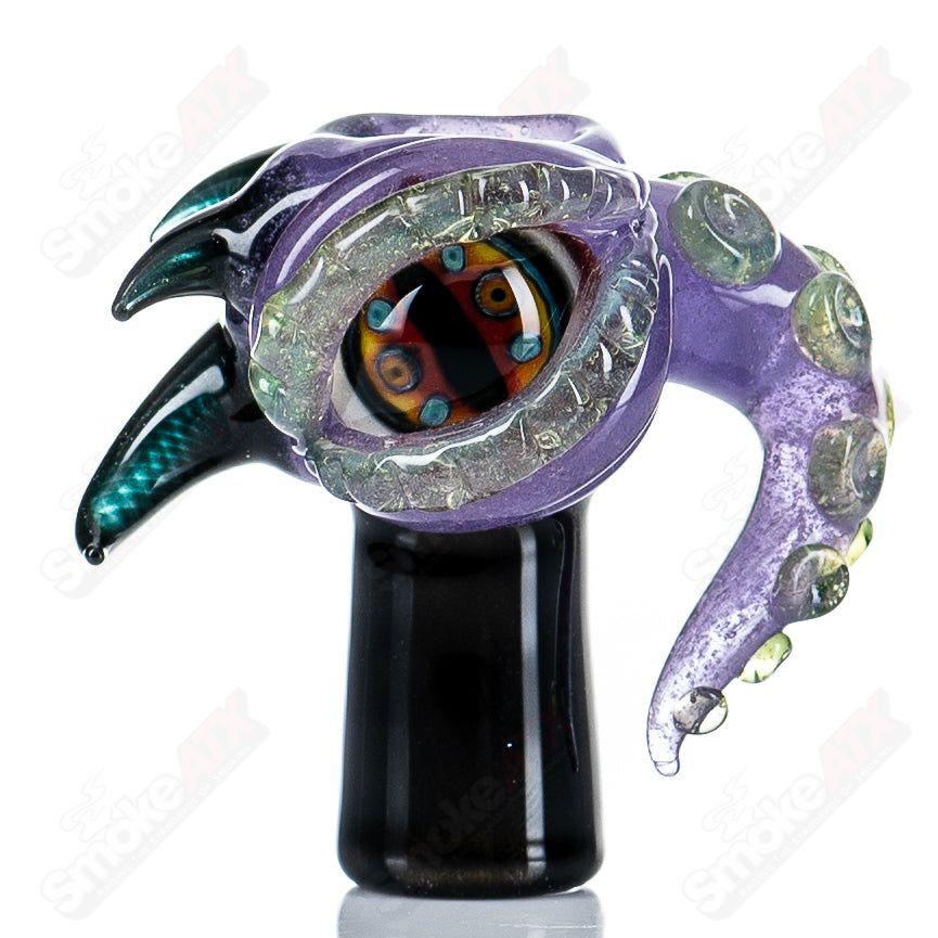 Mako Glass 14mm Wysteria Opal Creature Dome showcasing colorful opal accents and intricate creature design.