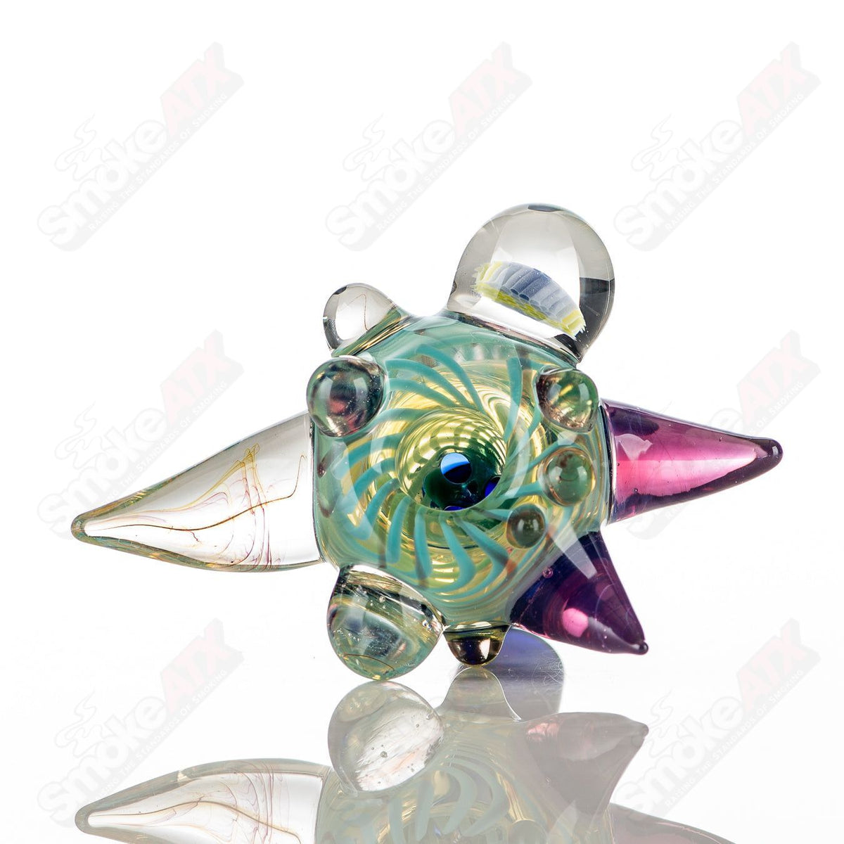 JMass 14mm full color worked horn Milli bowl for heady glass smoking pipes, featuring intricate horn design and vibrant colors.