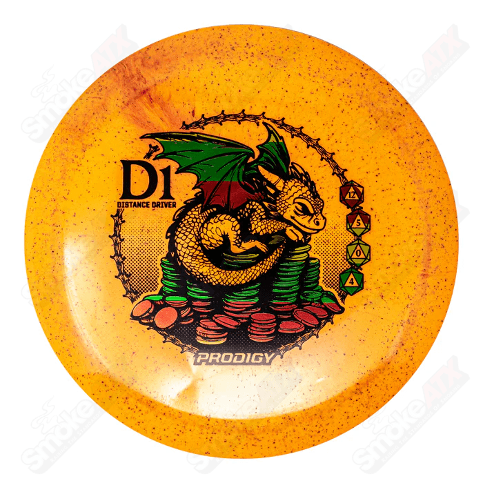 170 - 174g D1 Orange Distance Driver Disc (Dragon's Hoard Stamp) - Reblend Plastic Prodigy Disc - Smoke ATX