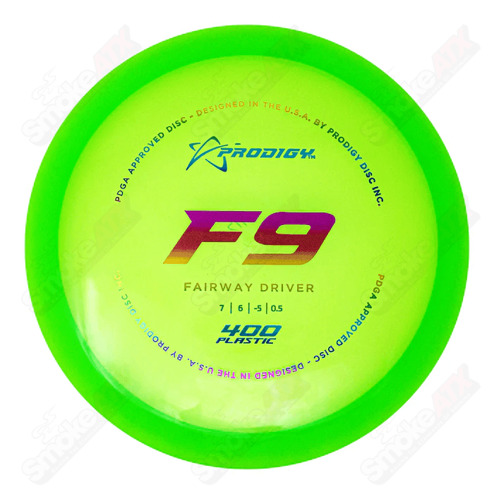 170 - 175g F9 Green Fairway Driver Disc (Old Stamp) - 400 Plastic Prodigy Disc - Smoke ATX