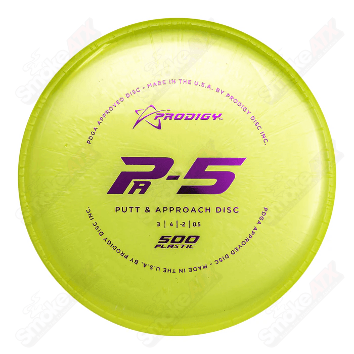 170 - 176g Yellow PA - 5 Putt & Approach Disc - 500 Plastic Prodigy Disc - Smoke ATX
