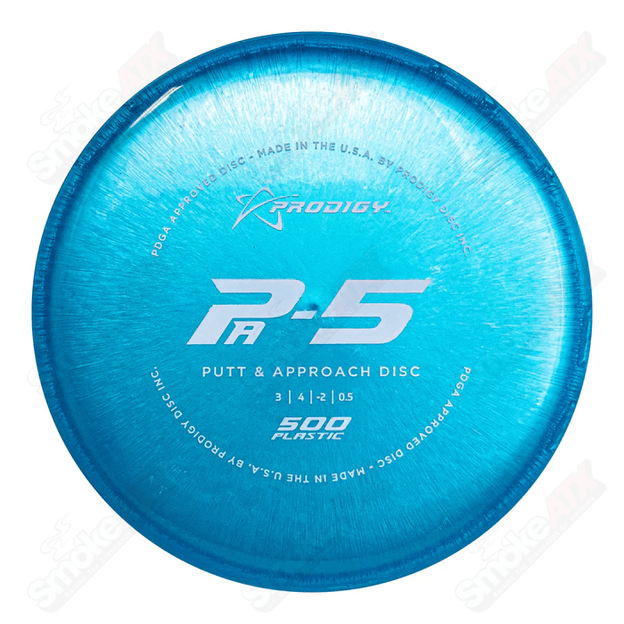 Blue Prodigy Disc PA-5 Putt & Approach Disc, 170-177g, in 500 plastic, shown in a lifestyle setting.
