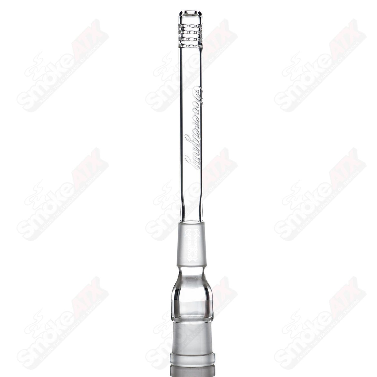 Sovereignty Glass 18/18mm 5-inch gridded downstem for glass water pipes, featuring a clear glass design with a grid pattern.