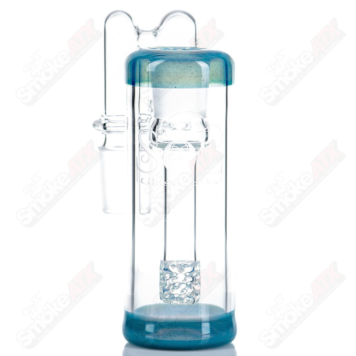 18mm BSG ash catcher by SOL Glassworks, heady glass accessory showing intricate glasswork and functional design for smoking setups.