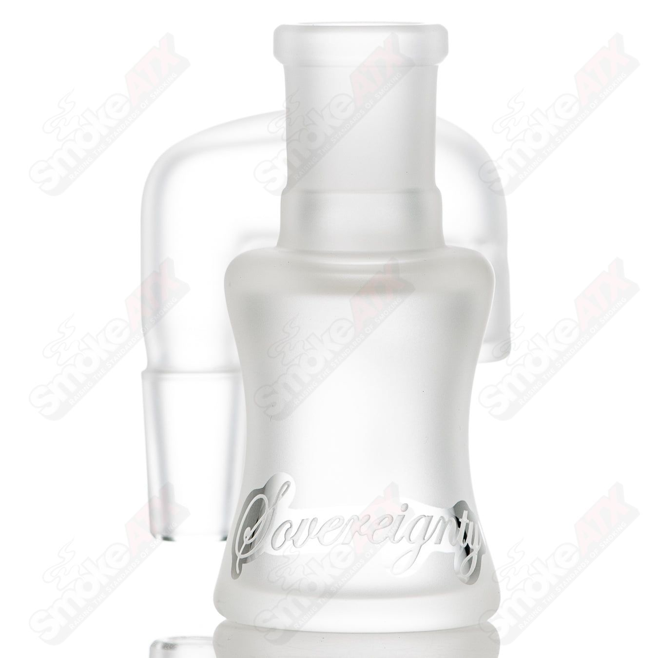Frosted 18mm dry cleaner ash catcher by Sovereignty Glass, designed for use with glass smoking pipes and bongs.