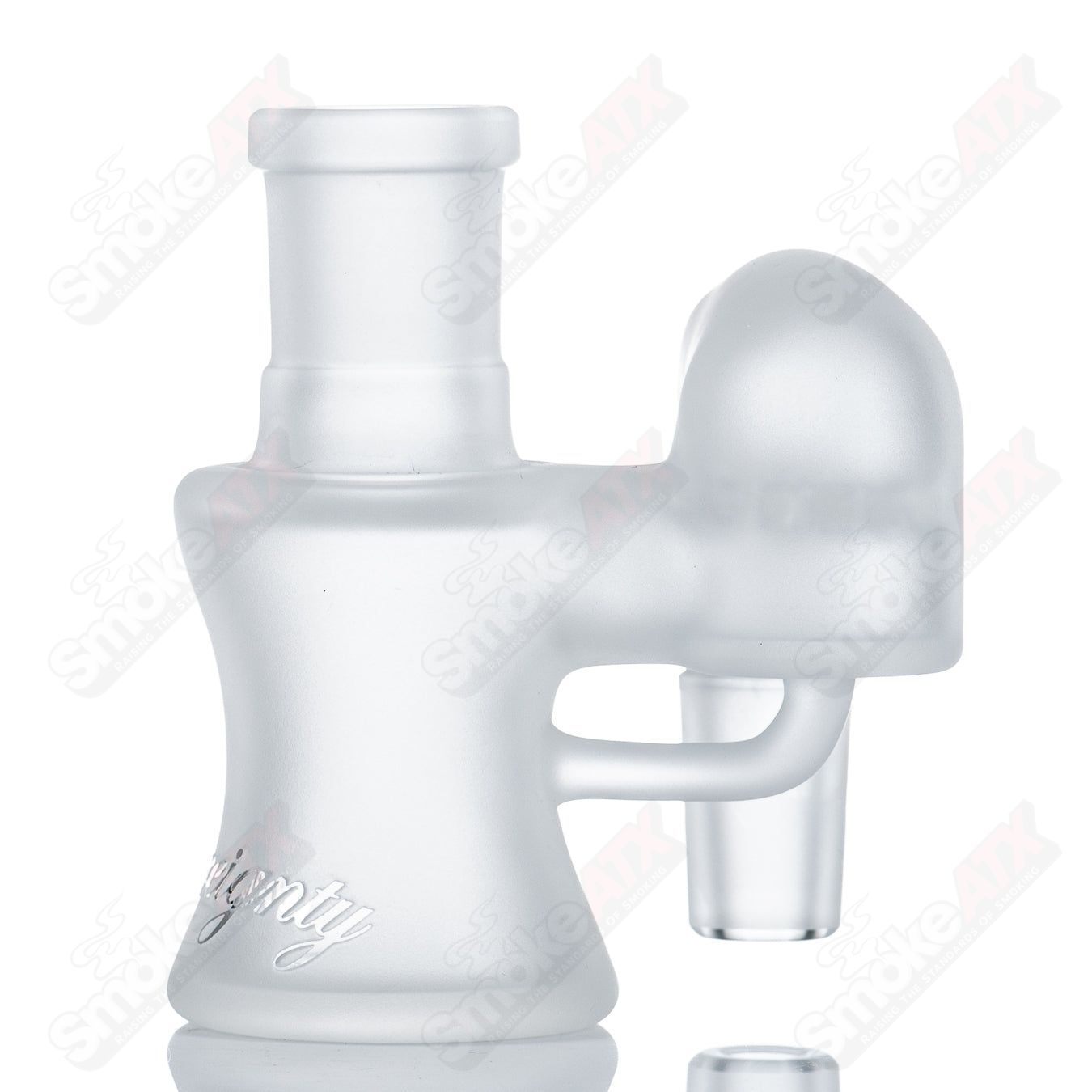 Frosted 18mm dry cleaner ash catcher by Sovereignty Glass, style #3, designed for glass smoking pipes and filtration.