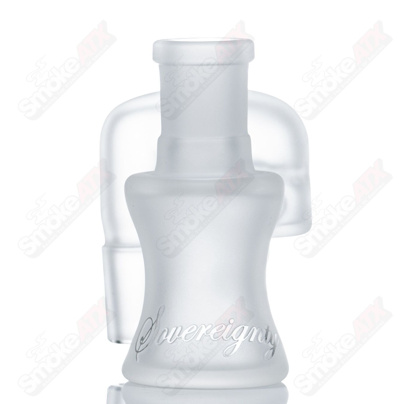 Frosted 18mm dry cleaner ash catcher by Sovereignty Glass, stylish glass piece for dry herb vaporizers and water pipes.