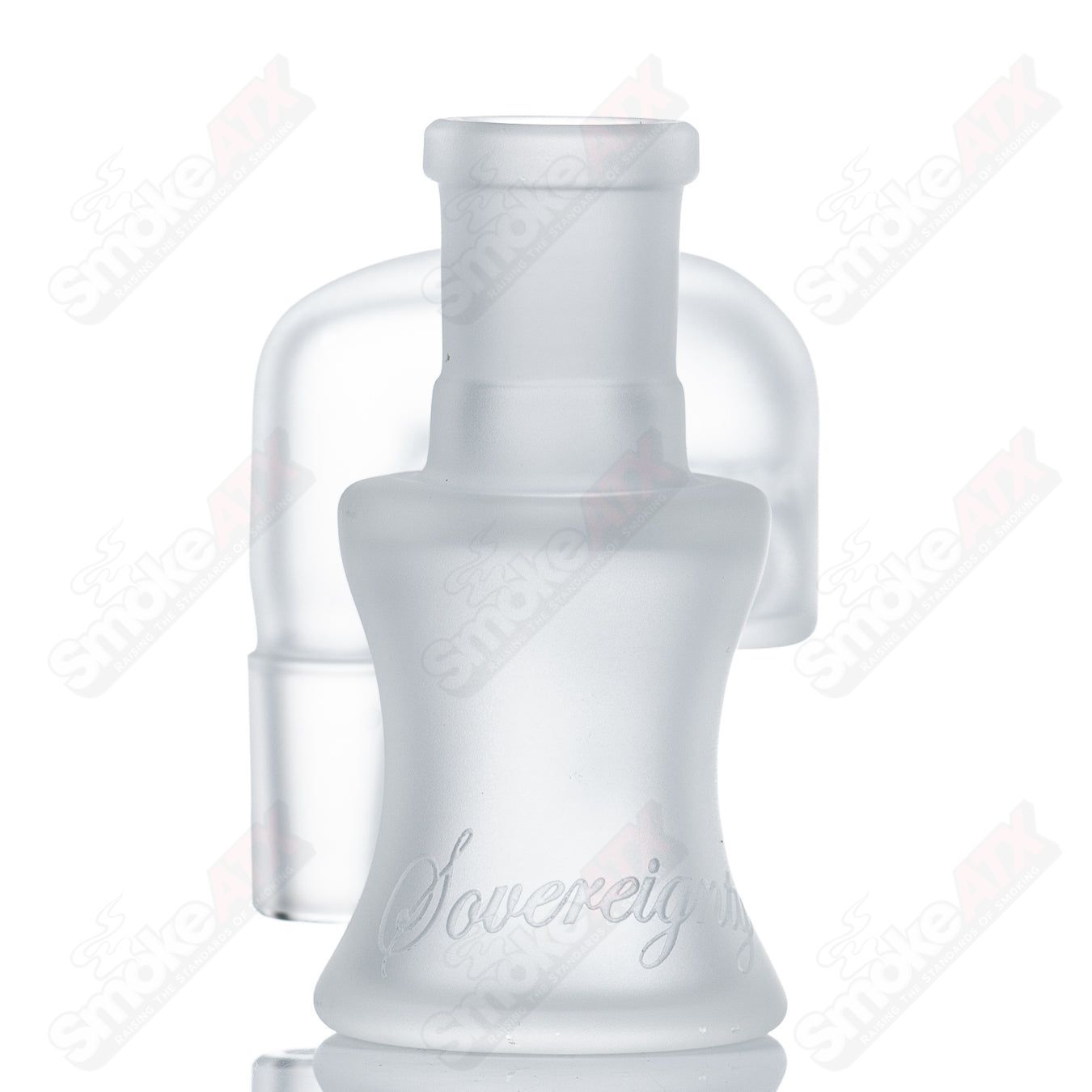 Frosted 18mm dry cleaner ash catcher by Sovereignty Glass, style #4, designed for glass smoking pipes and bubblers.