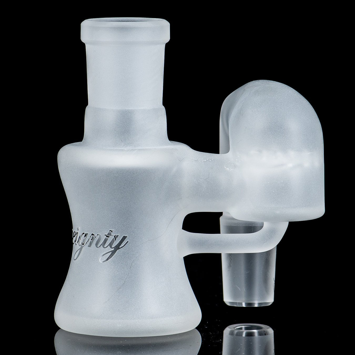 Frosted 18mm dry cleaner ash catcher by Sovereignty Glass, style #6, designed for glass smoking pipes.