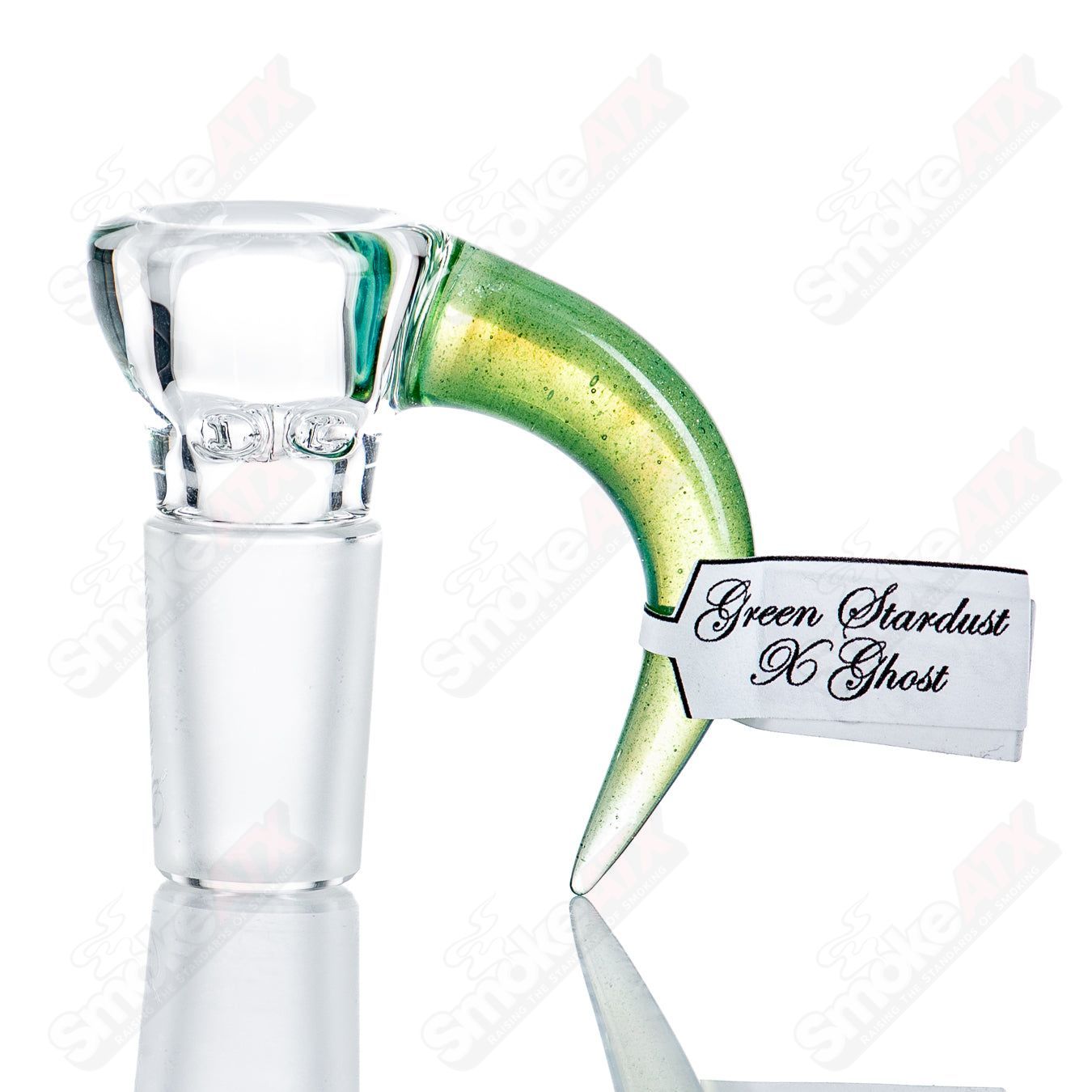 Sovereignty Glass 18mm Partial Accent Slide in Green Stardust Over Ghost, designed for Heady Glass bowls.