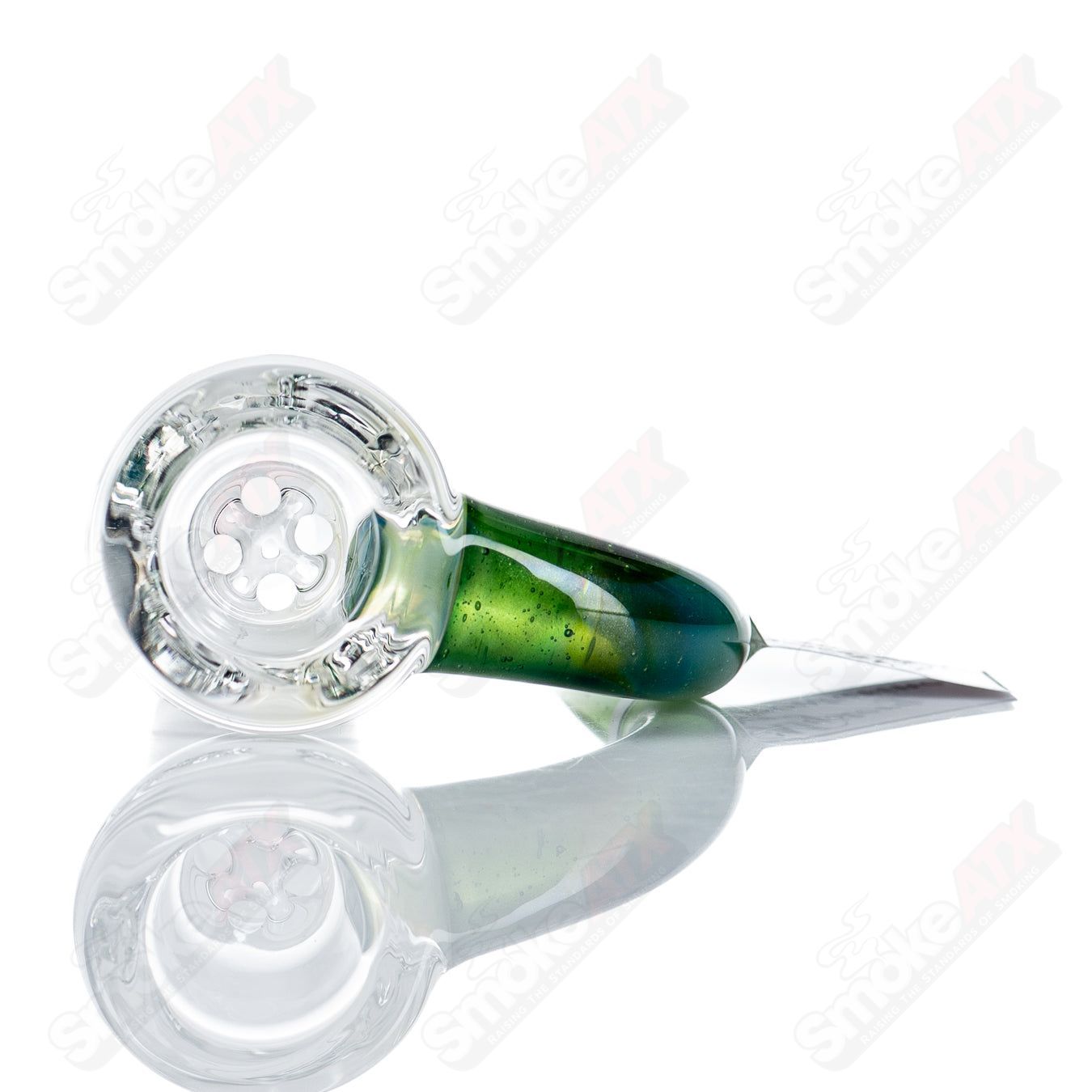 Sovereignty Glass 18mm Partial Accent Slide with Mystery Adventurine design, designed for compatible heady glass bowls.