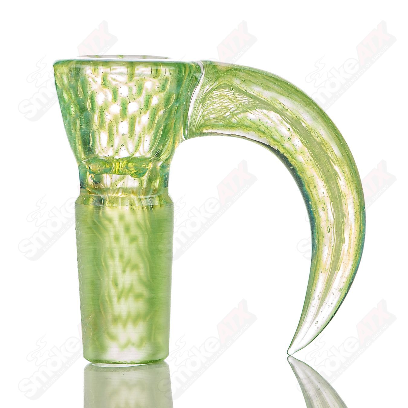 Sovereignty Glass 18mm Stephen C. Fully Worked Slide bowl, handcrafted heady glass piece with intricate design for smoking accessories.