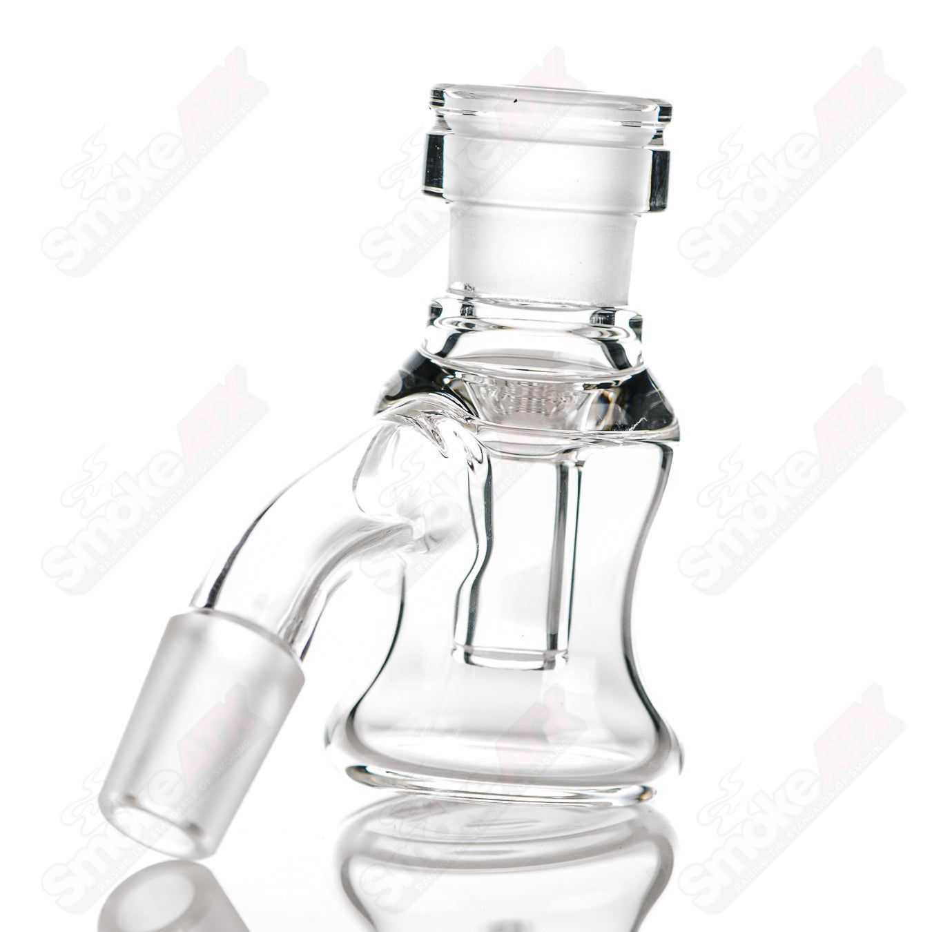 Stephan Peirce Glass 18mm to 14mm 45-degree small dry catcher for glass smoking pipes and accessories.