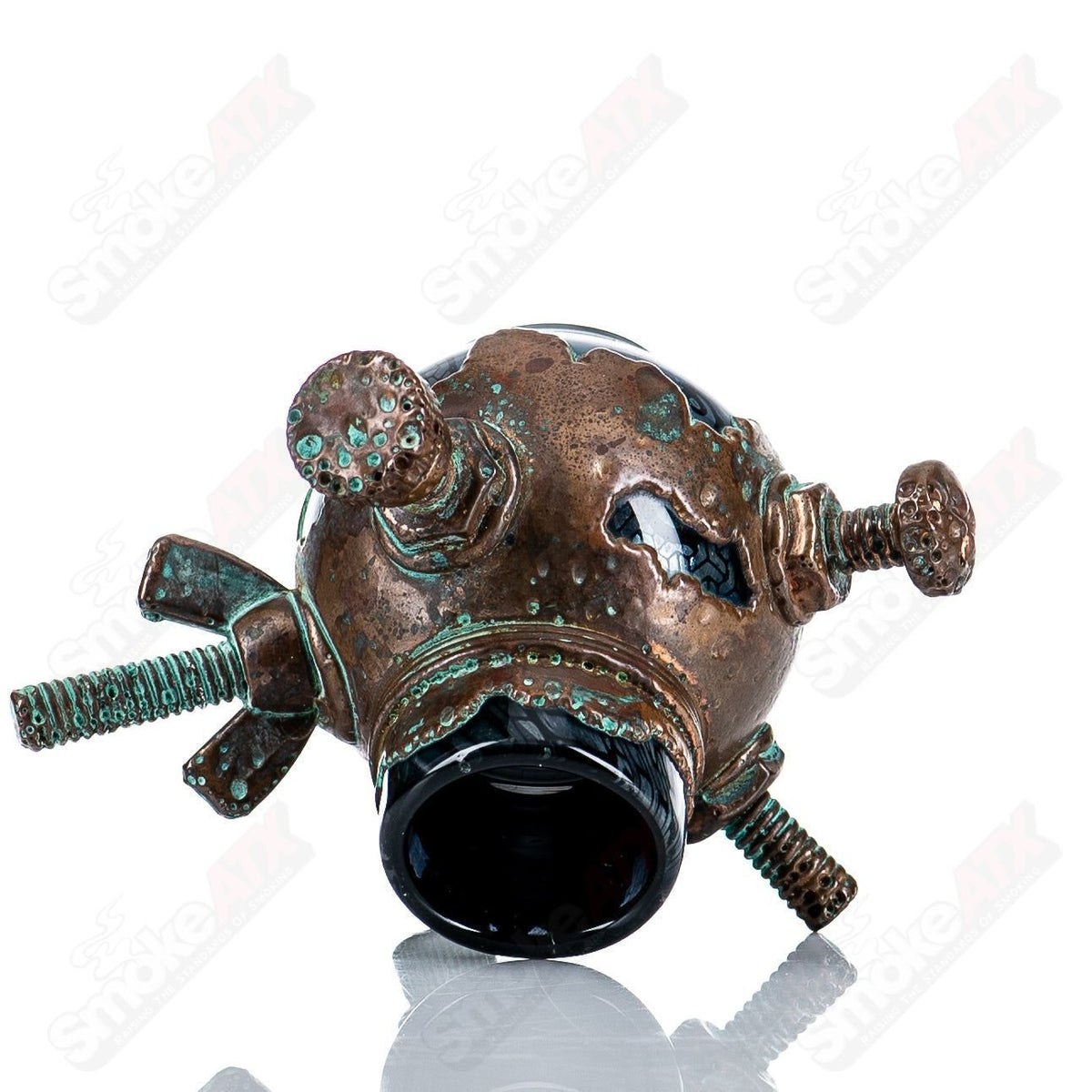 Snic 19mm electroformed interwoven pattern dome heady glass accessory with intricate metalwork detail.