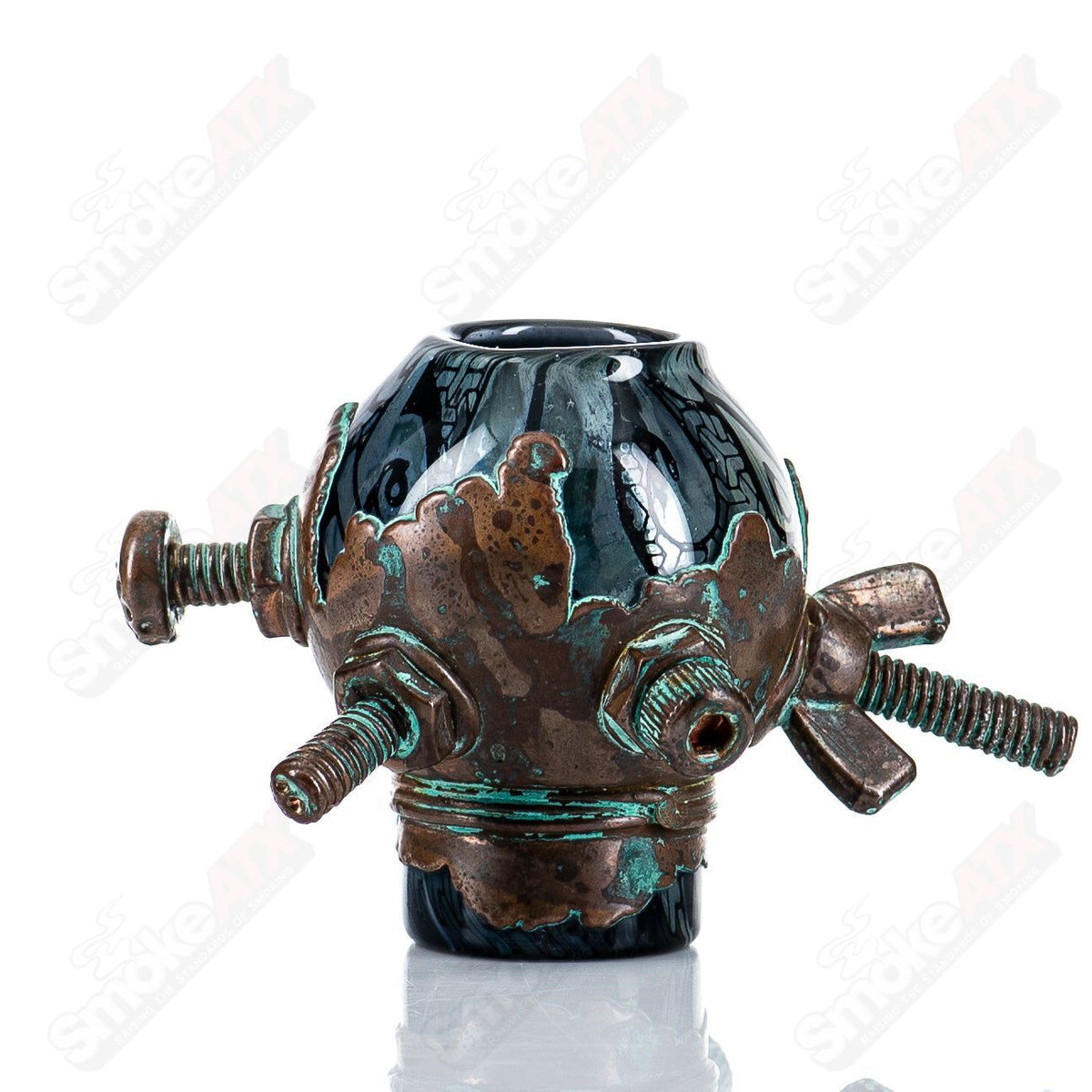 Snic 19mm electroformed interwoven pattern dome for heady glass, featuring intricate woven metal design and smooth dome shape.