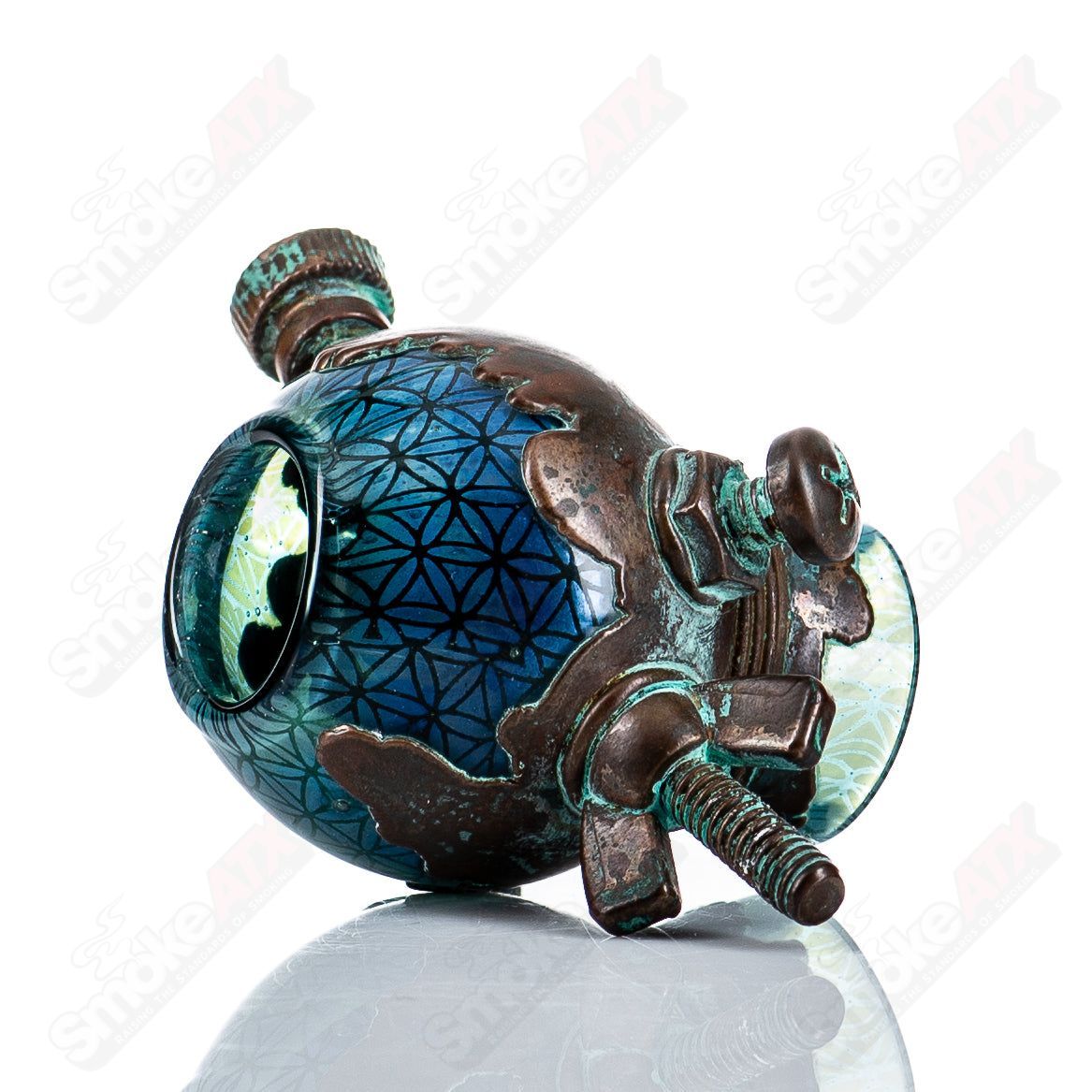 19mm electroformed seed geo pattern dome by Snic, a heady glass accessory with intricate geometric design.