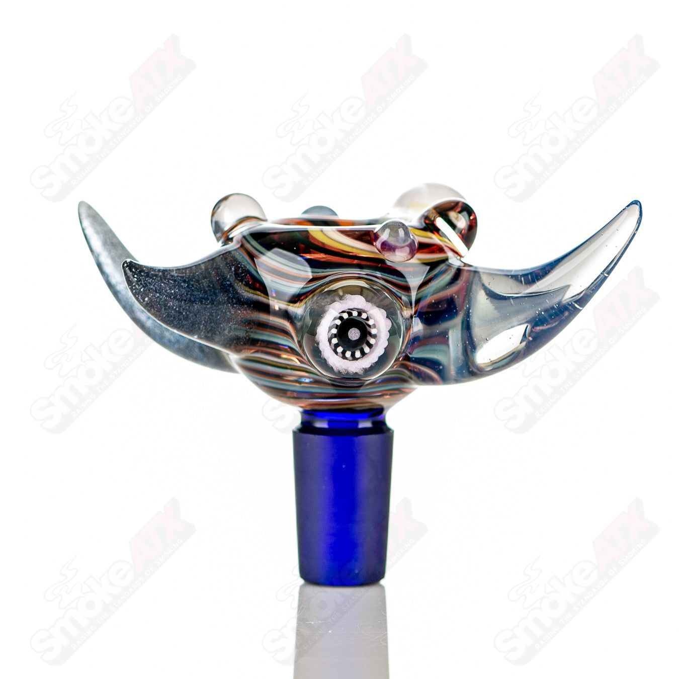 Colorful JMass 14mm Horn Milli Bowl, heady glass piece with vibrant horn design, designed for 14mm glass pipes.