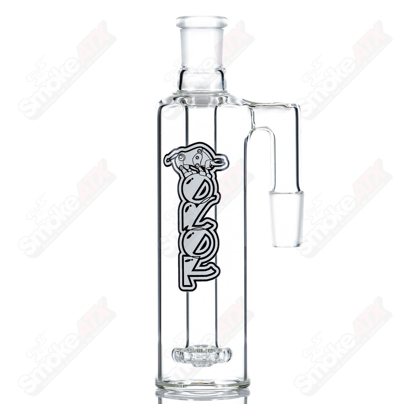 Toro Glass 18/18 ash catcher, clear glass accessory for smoking devices, designed to filter and cool smoke efficiently.
