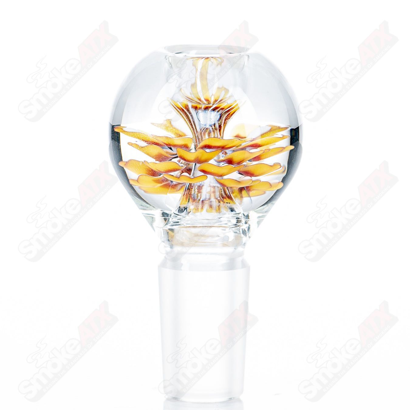 Swan Glass 18mm Flower Marble Bowl, Heady Glass bowl with colorful flower and marble design, suitable for smoking accessories.