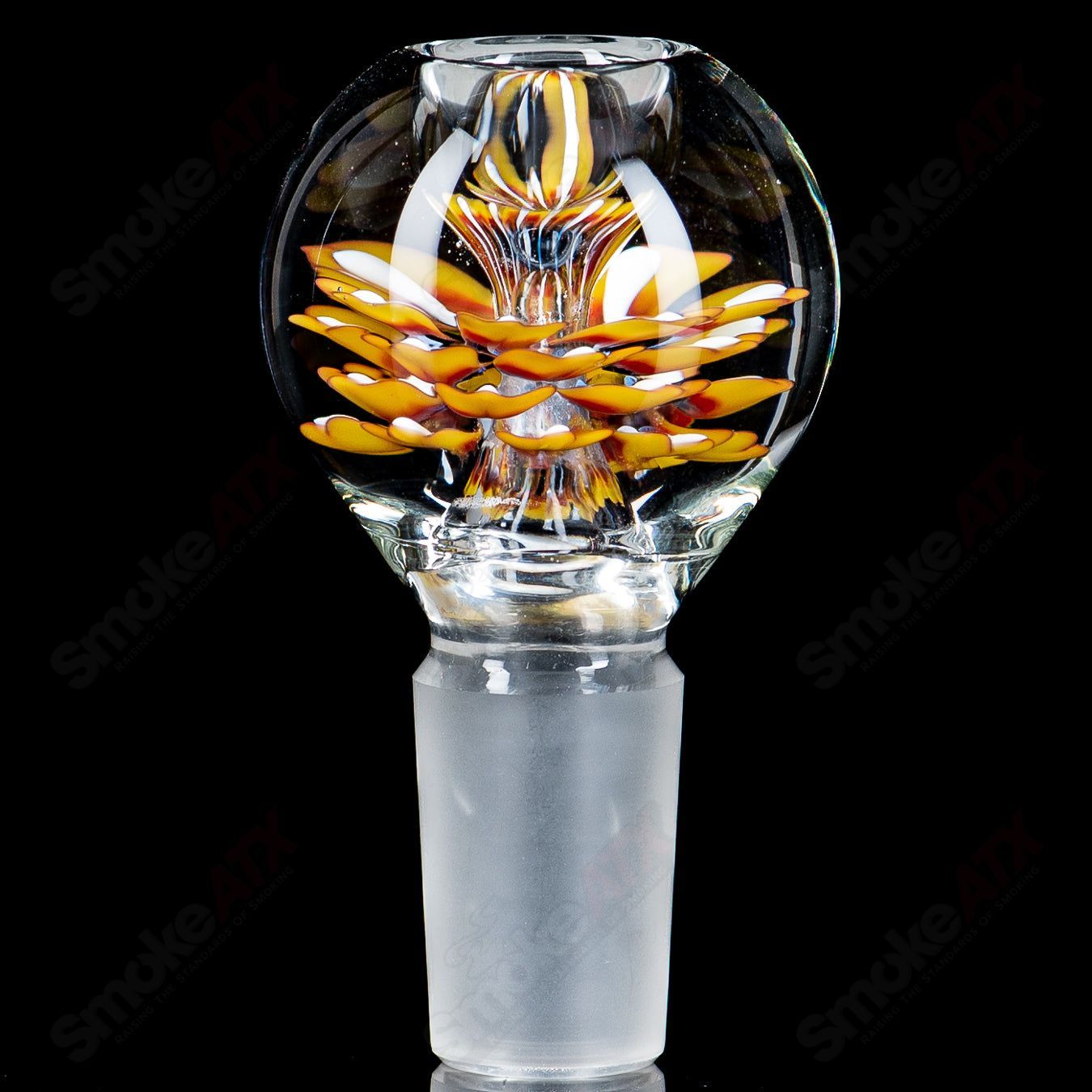Swan Glass Flower Marble Bowl, 18mm heady glass bowl with colorful flower marble design, suitable for smoking accessories.