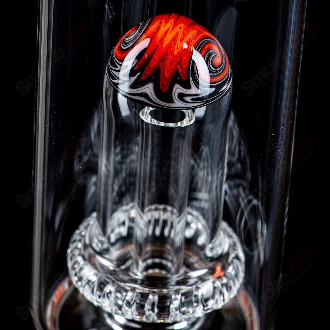 Toro Glass 18mm full-size straight glass tube with circular design and reversal sections, 18mm joint size.
