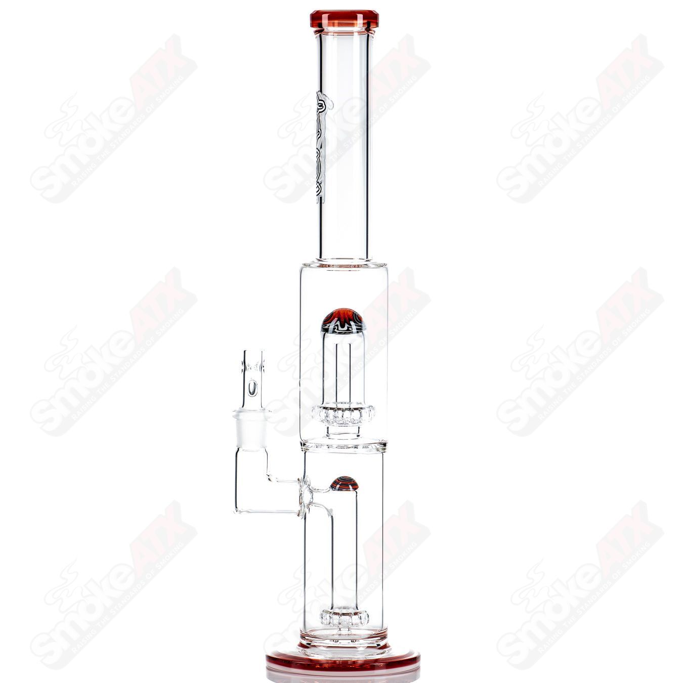 Toro Glass 18mm full size straight glass tube with circular design and reversal sections, designed for smoking or vaporizing.
