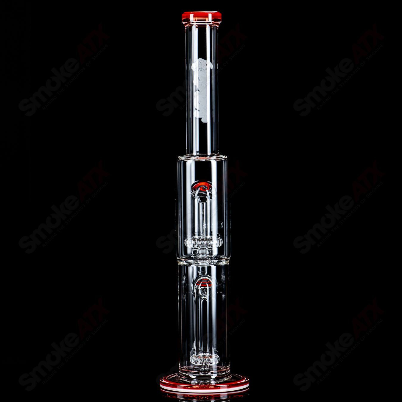 Toro Glass 18mm full-size straight glass tube with circular design and reversal sections, perfect for smoky water pipes.
