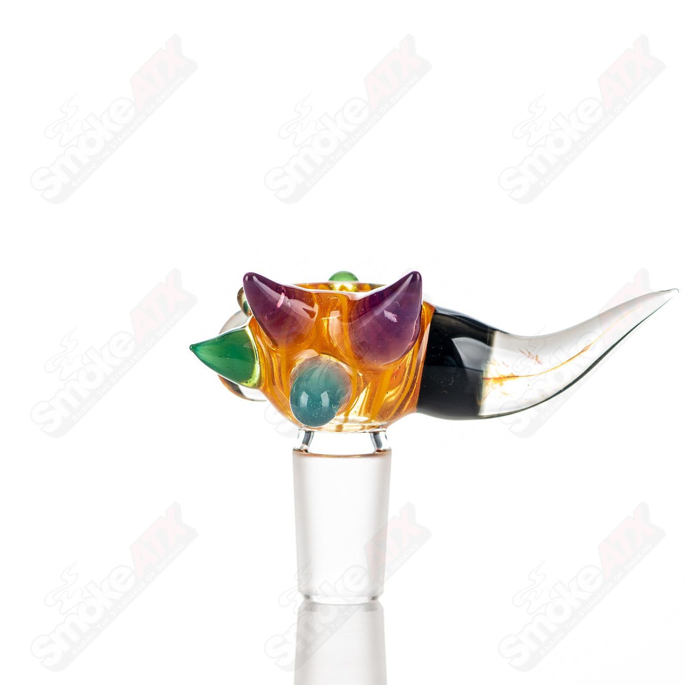 Colorful 19mm Horn Milli Bowl by JMass, heady glass bowl with vibrant full-color worked horn design.