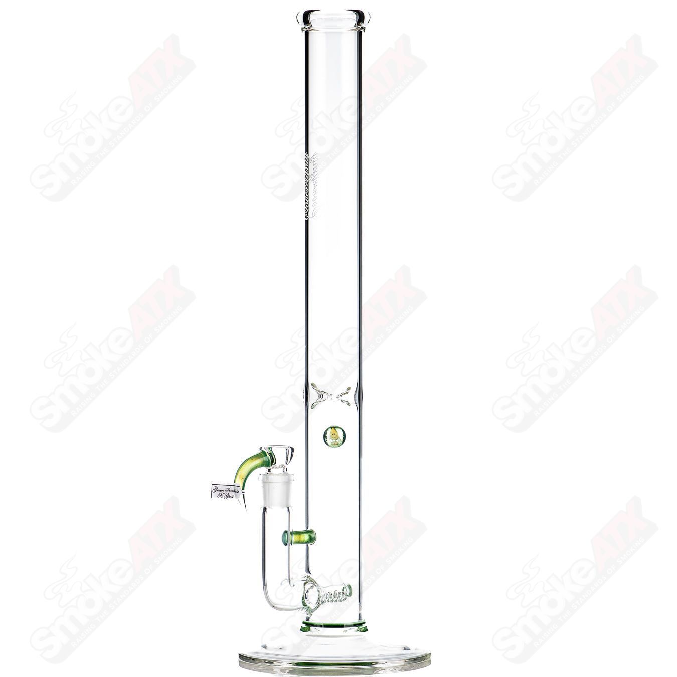 Sovereignty Glass 50x5 Downgrid Stemline partial accent straight tube with Millie Sovereignty design, clear glass with colorful accents.
