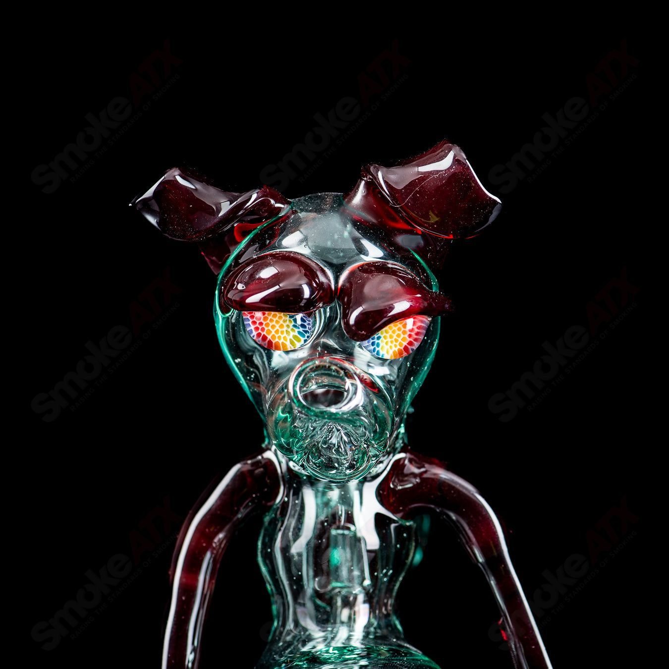 Full-size T-Tree Dog Rig made of glass, standing upright with a clear, detailed design for concentrate use.