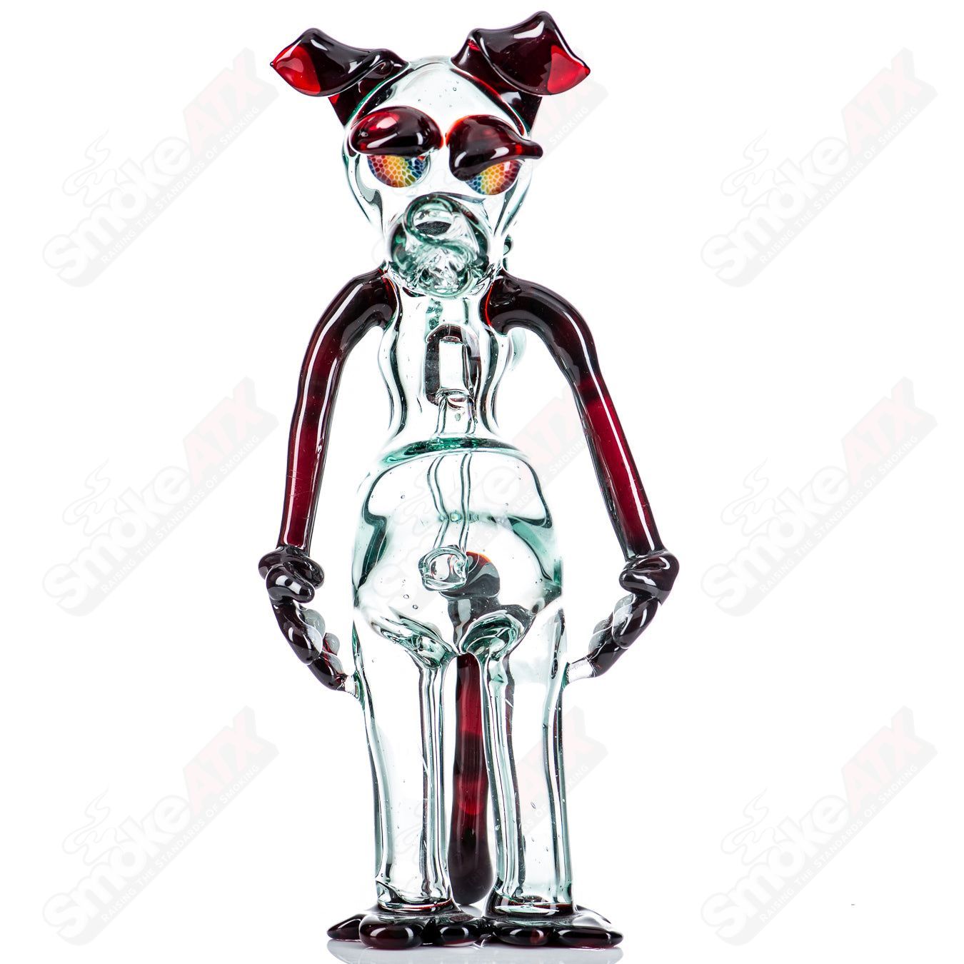 Full-size T-Tree Dog Rig glass concentrate rig featuring a standing design and intricate glass craftsmanship.