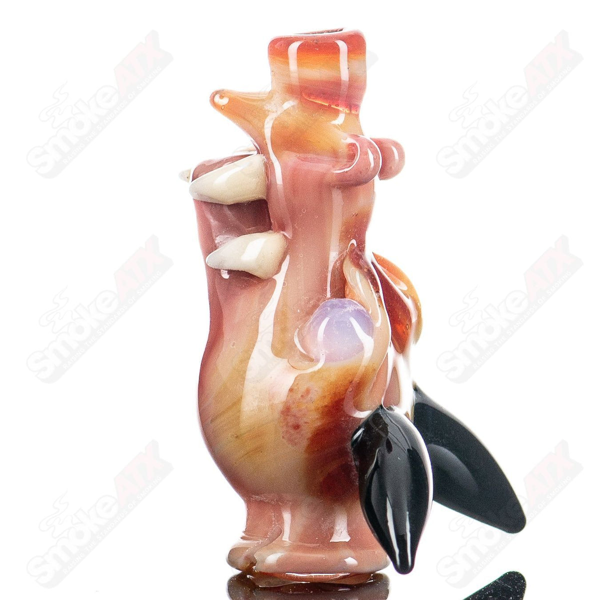 Glass Dragon Pivot Mouthpiece by Tony Kazy for Puffco Tops, featuring detailed dragon design and clear glass construction.