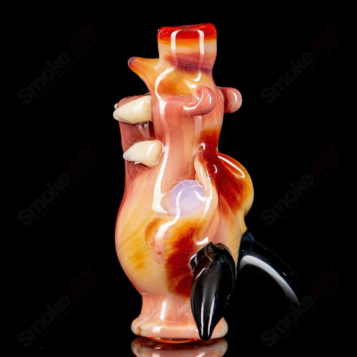 Glass Dragon Pivot Mouthpiece by Tony Kazy for Puffco Tops, featuring detailed dragon design and clear glass construction.