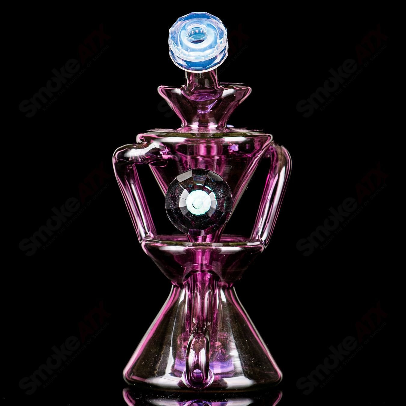 2 Faceted Two & Through Full - Size Recycler w/ Opal by Captn Chronic - Smoke ATX