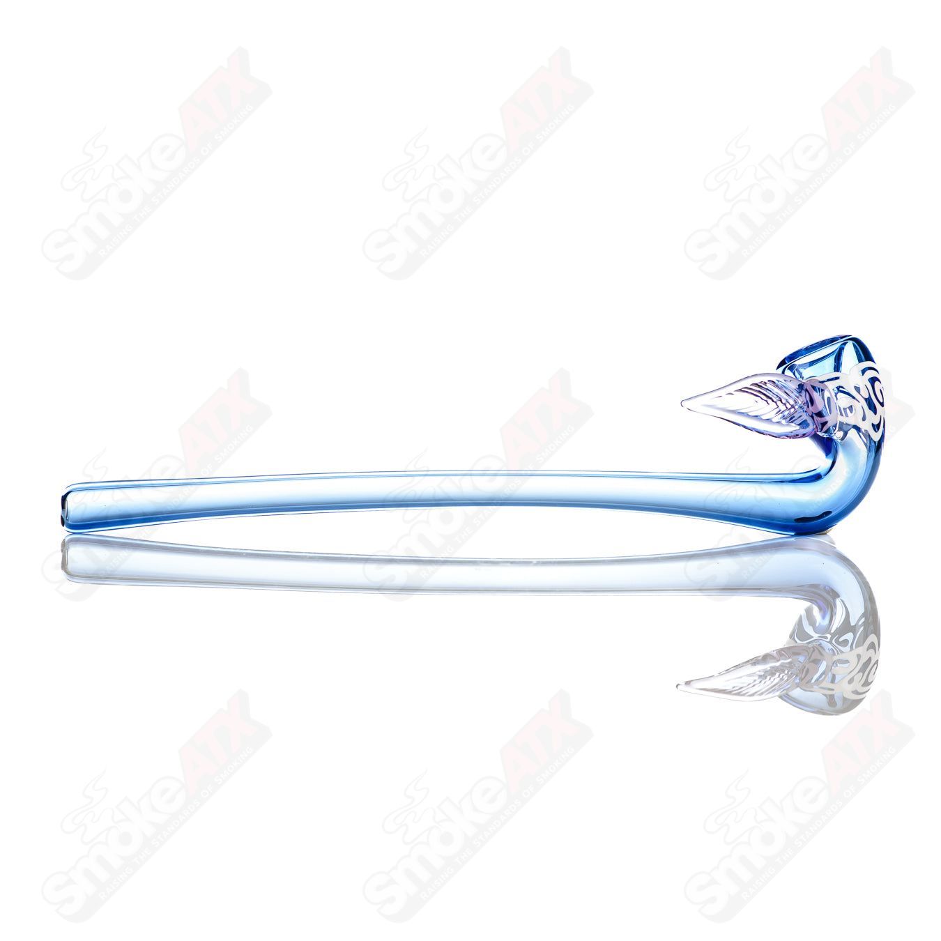 Full Gandalf dry pipe by Logan Ryan Glass, featuring clear glass design with intricate Gandalf-inspired detailing.