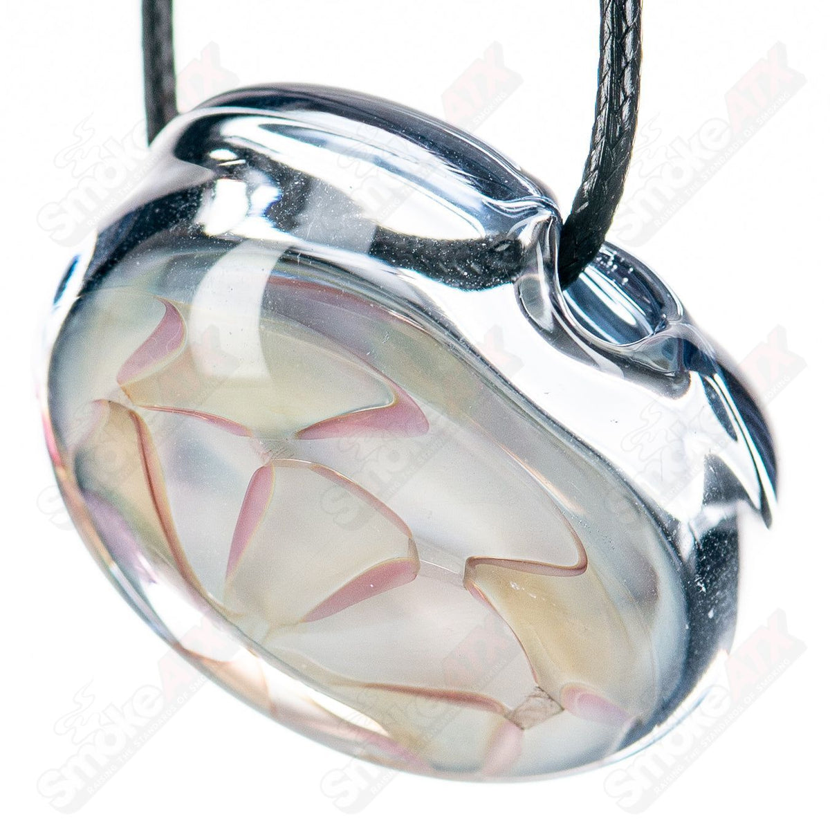 Fumed glass pendant by Gurk, showcasing a sleek, artistic design with a smoky finish, perfect for stylish jewelry accents.