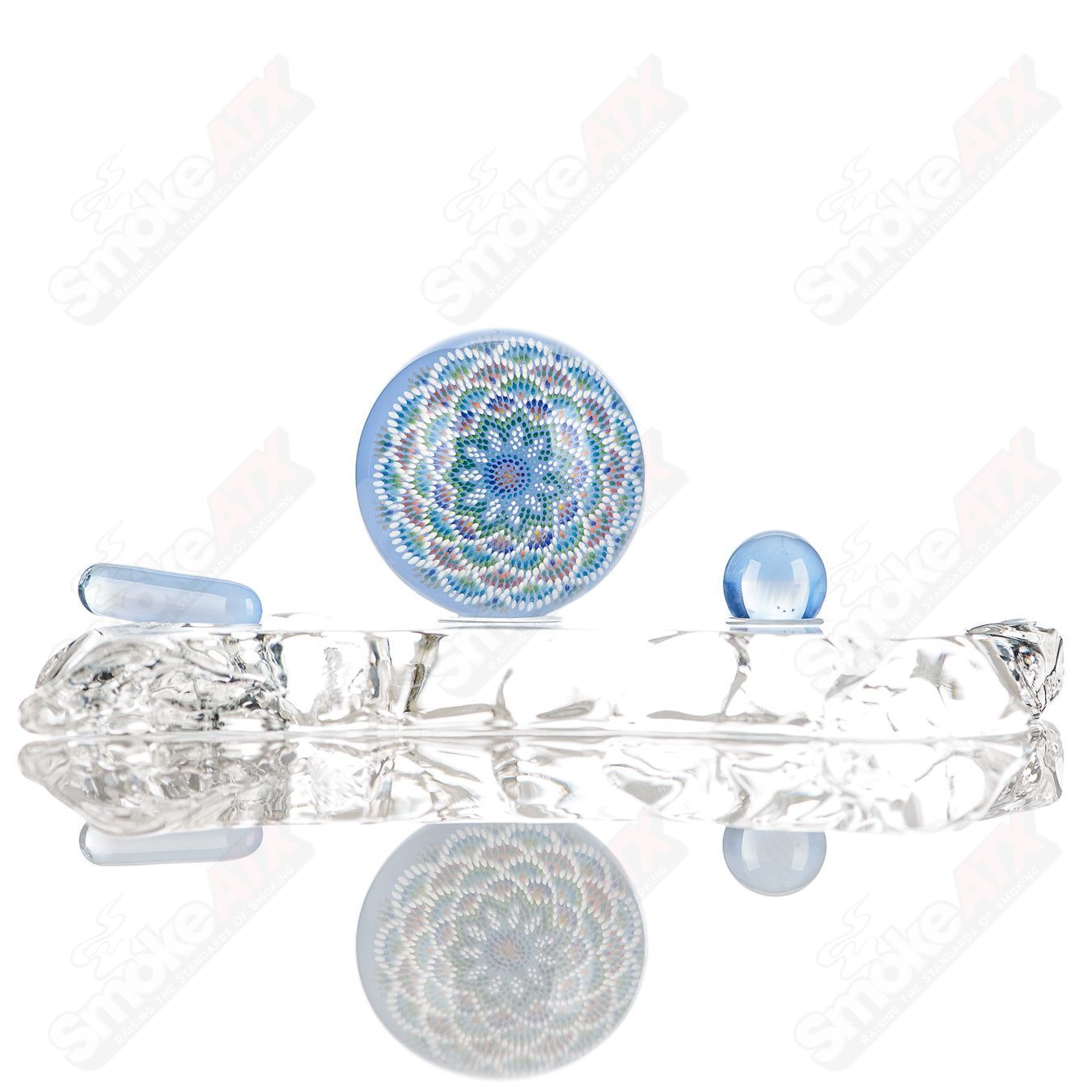 JH Glassworks Heady Glass Geometric Slurper Marble featuring a colorful marbled design and intricate geometric patterns.