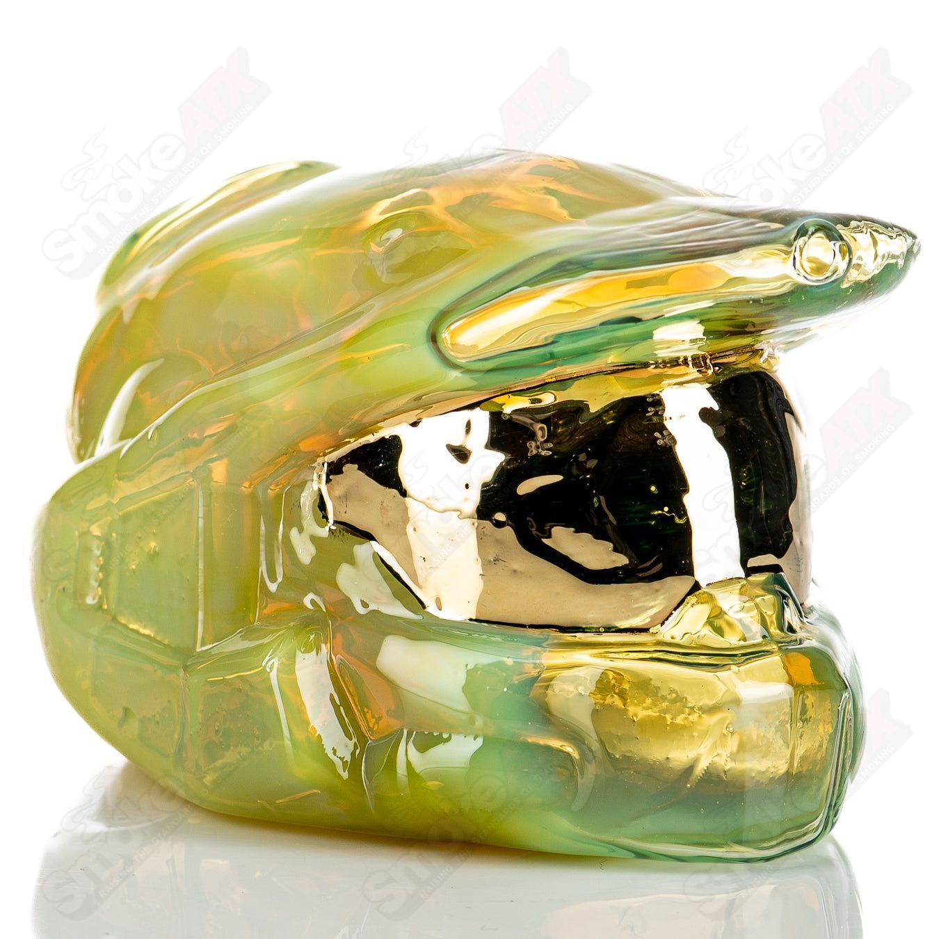 Tony Kazy Halo Master Chief concentrate rig, Heady Glass design with detailed Master Chief helmet artwork, perfect for cannabis concentrates.