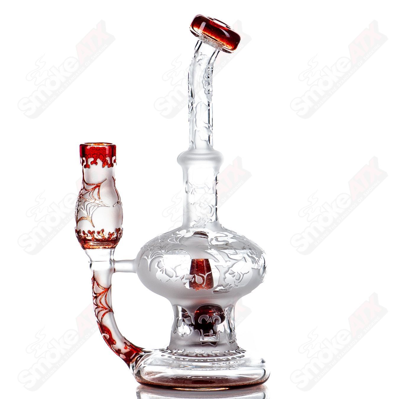 2 Image Blasted Tube by Long Island Glass - Smoke ATX