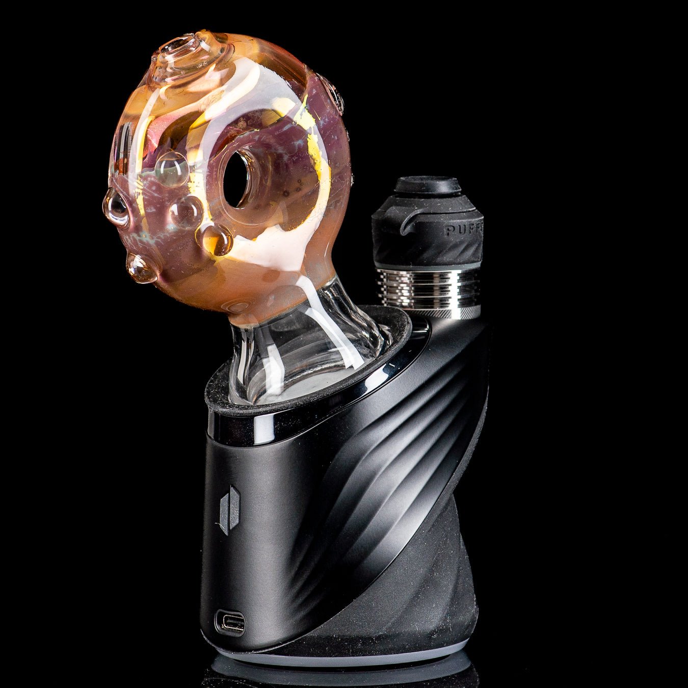 Puffco Dry Top by Nobody Glass, a clear glass replacement top designed for Puffco devices, with intricate glasswork details.