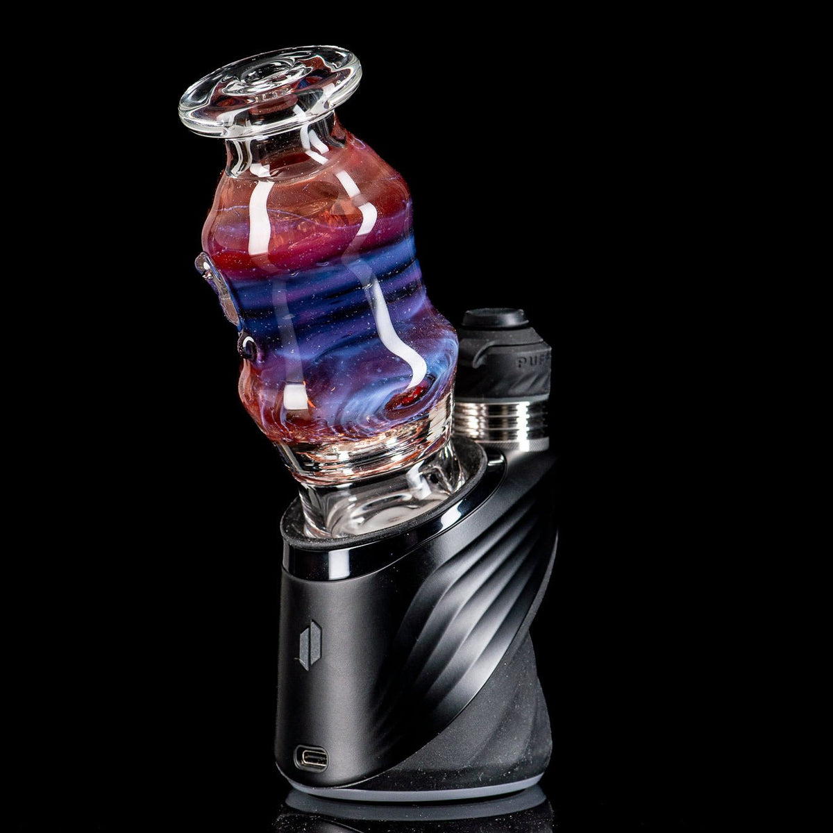 Puffco Wet Top glass accessory by Nobody Glass, designed for Puffco vaporizer, featuring clear, textured glass with intricate details.