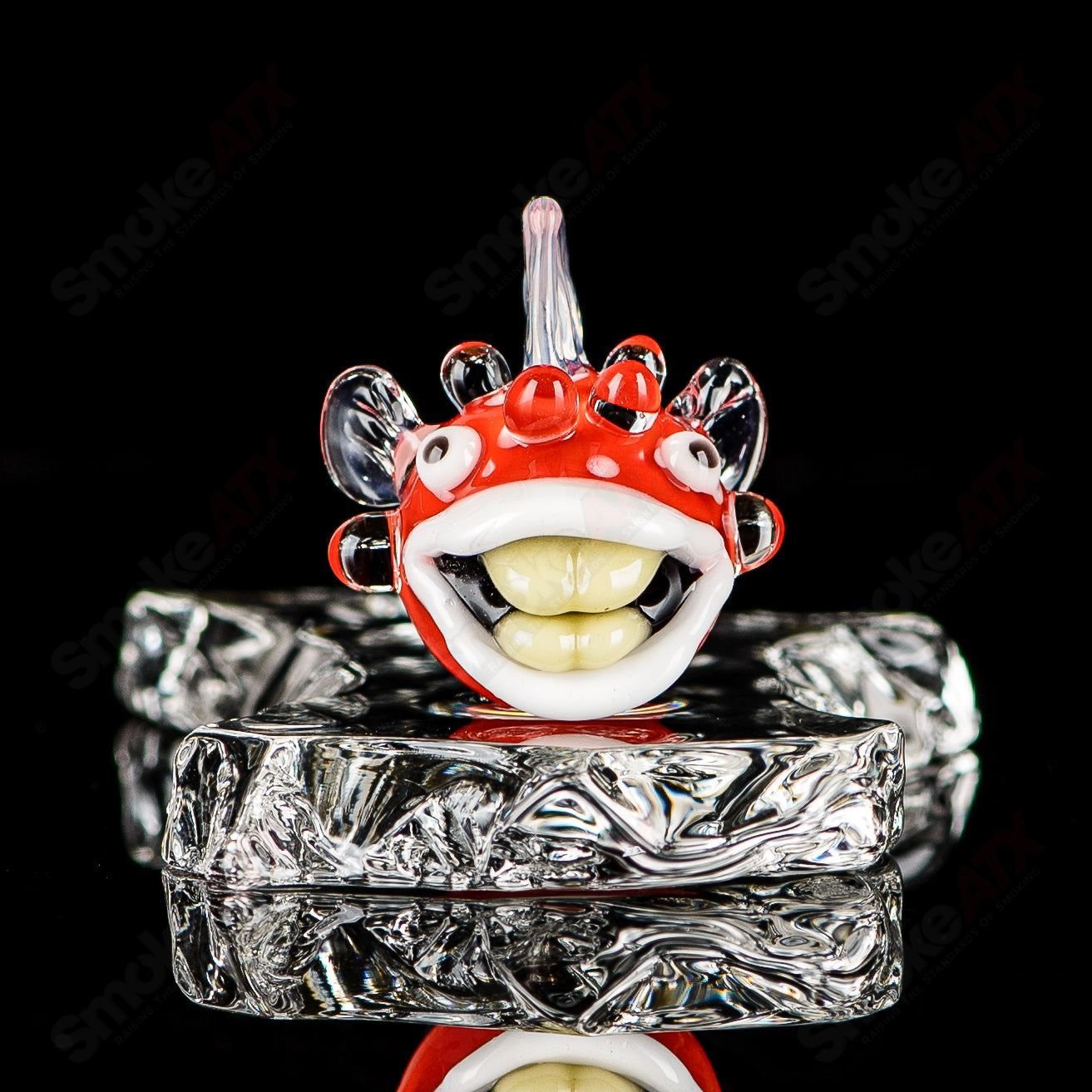 Chadd Lacy Glass Heady Glass pendant featuring a marble puffer slurper design with intricate glasswork and vibrant colors.