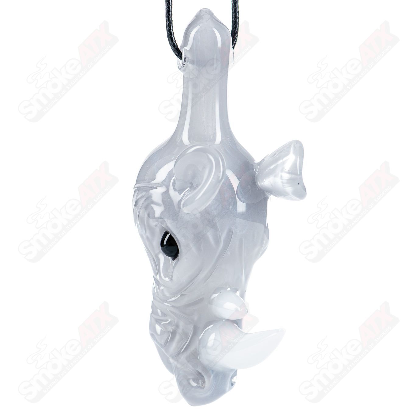 Addison Hanna glass Rhino pendant necklace featuring a detailed, colorful rhinoceros design on a clear pendant.