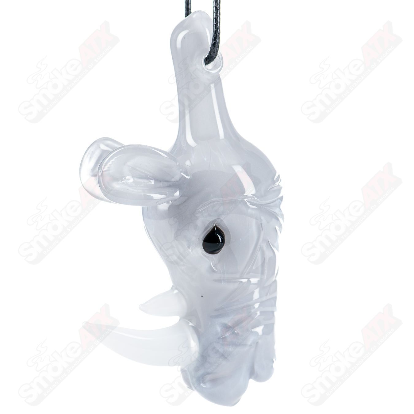 Glass Rhino Pendant by Addison Hanna featuring a detailed, colorful glass animal pendant for elegant jewelry styling.