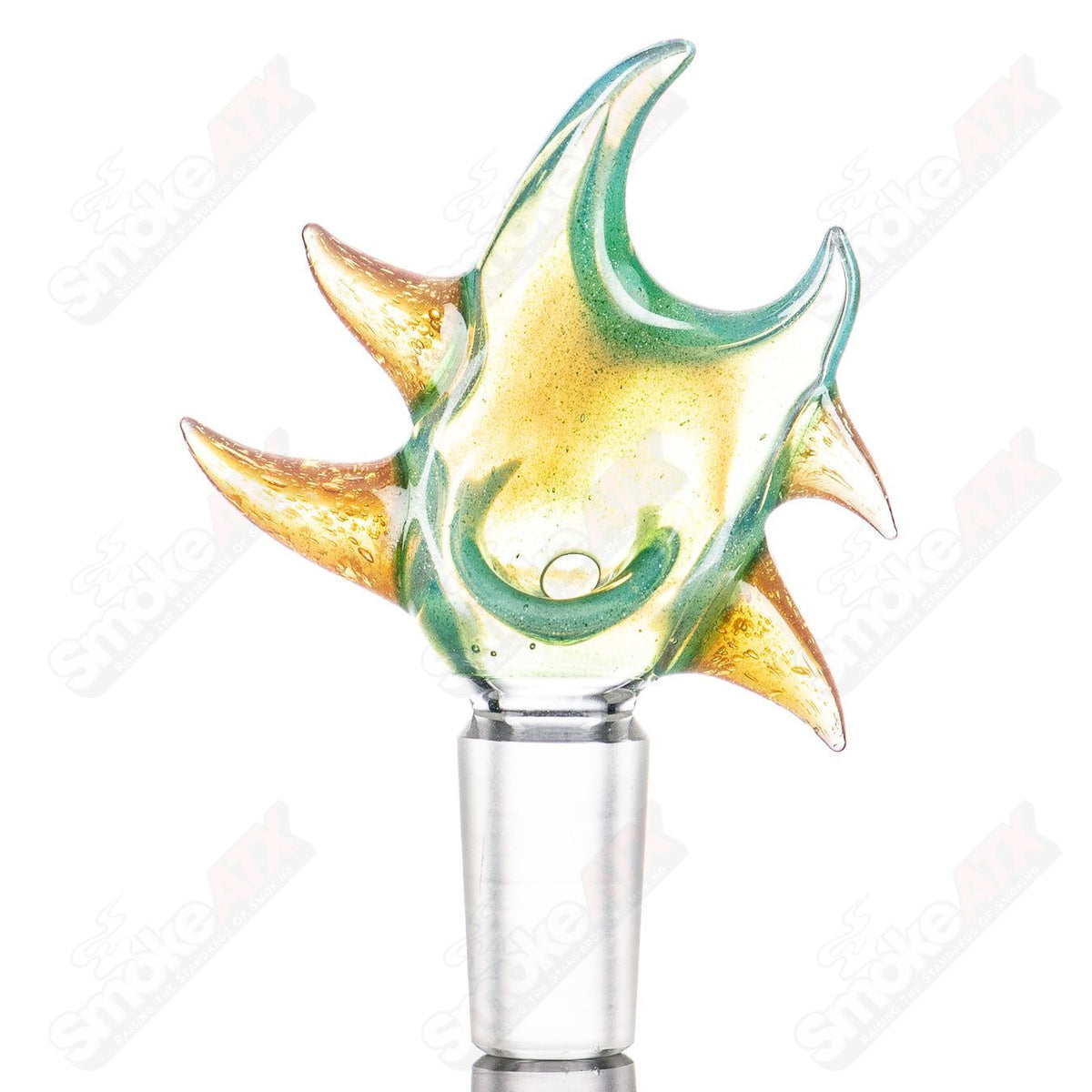 Clear glass bowl from the #2 Slide by Grime Glass, showcasing its smooth, rounded design and transparent finish.