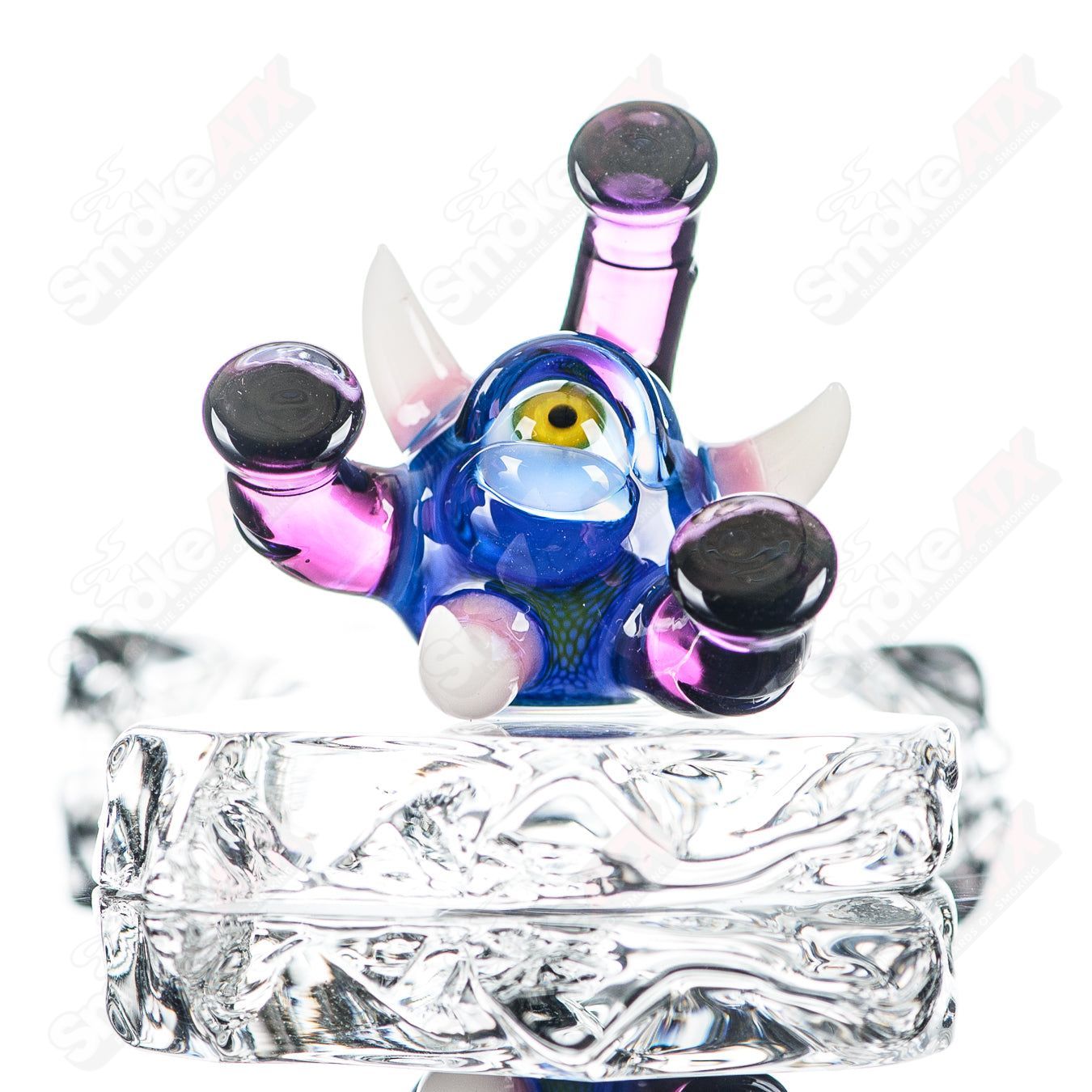 Salt Glass Heady Glass Slurper Marble Dosa x Salt Glass, colorful marble design on clear glass with unique slurper shape.