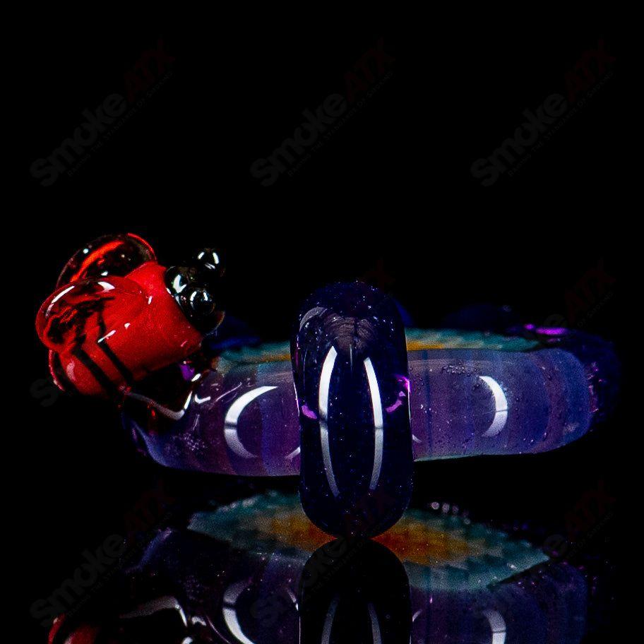 Small color honeycomb drip pendant by Joe P Glass, vibrant heady glass pendant with intricate honeycomb design.